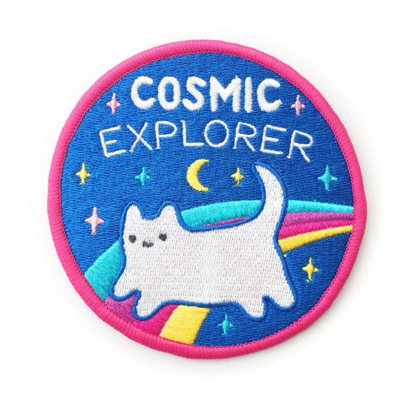 cosmic explorer cat iron-on patch