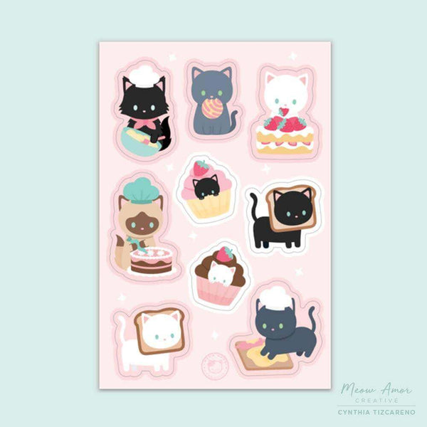 bakery cat sticker sheet