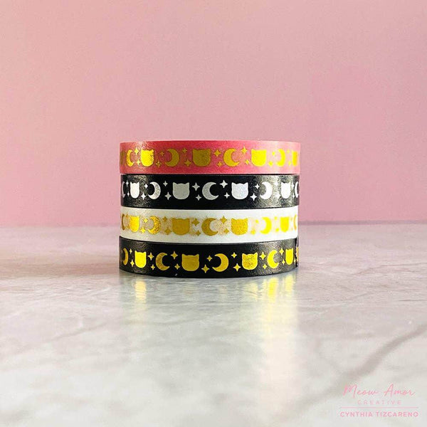 cats and moon foil washi tape