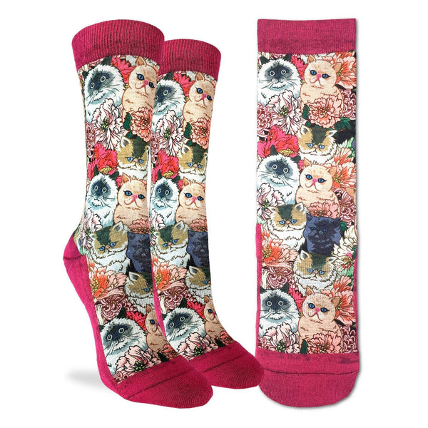 floral cats socks