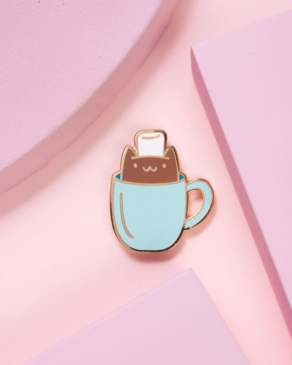 hot choc-cat enamel pin