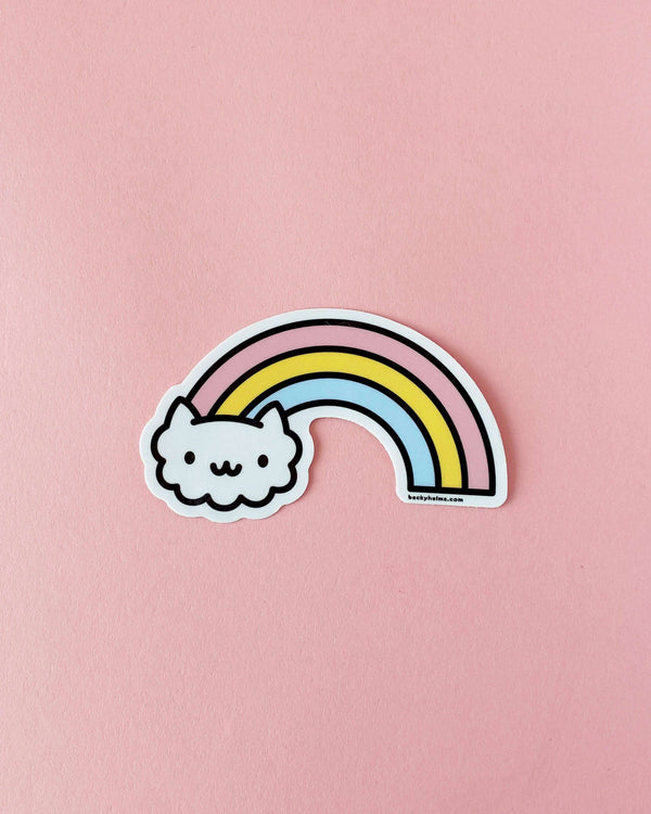 cloud cat rainbow vinyl sticker