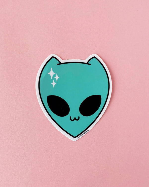 alien cat vinyl sticker