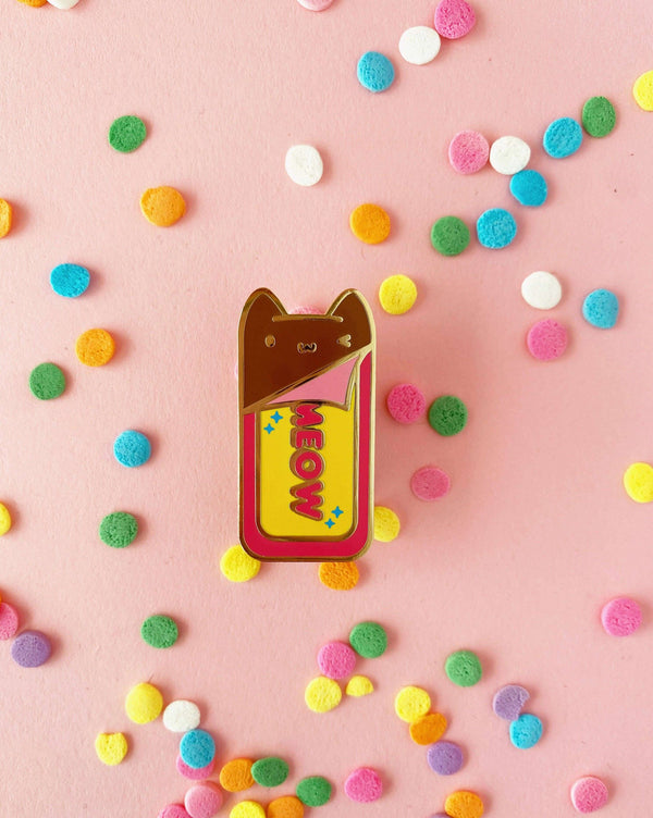 cat chocolate bar enamel pin