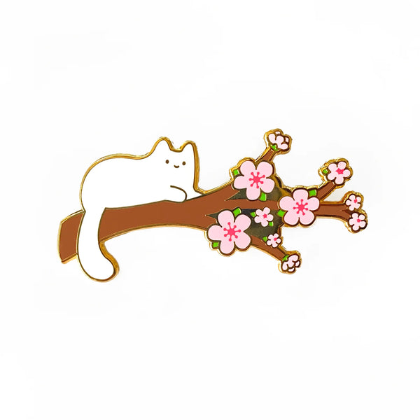 cherry blossom cat enamel pin