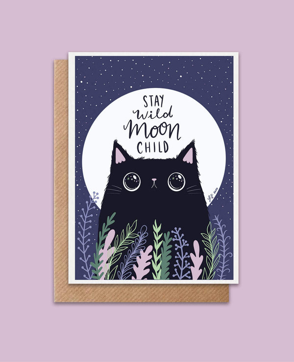 stay wild moon child greeting card