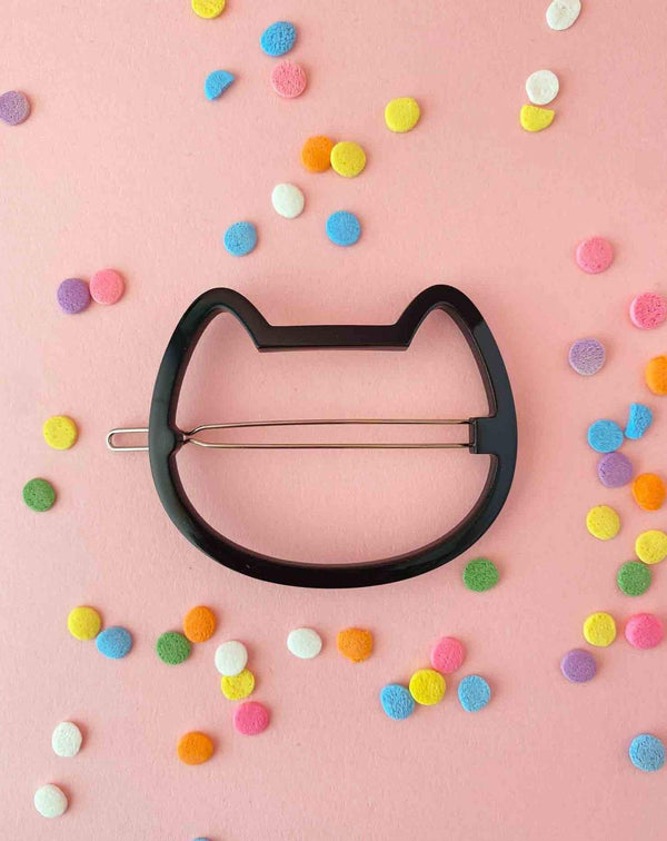 black cat cutout hair clip