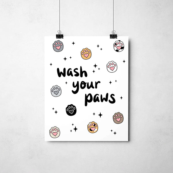 "wash your paws" cute animal art print