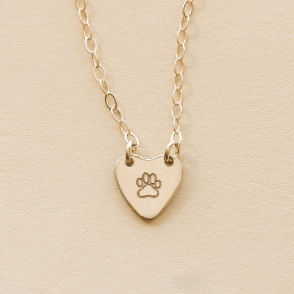 paw heart necklace - gold filled