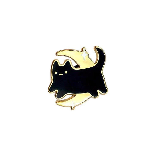 midnight black cat enamel pin