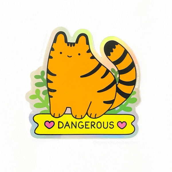 'dangerous' baby tiger holographic sticker