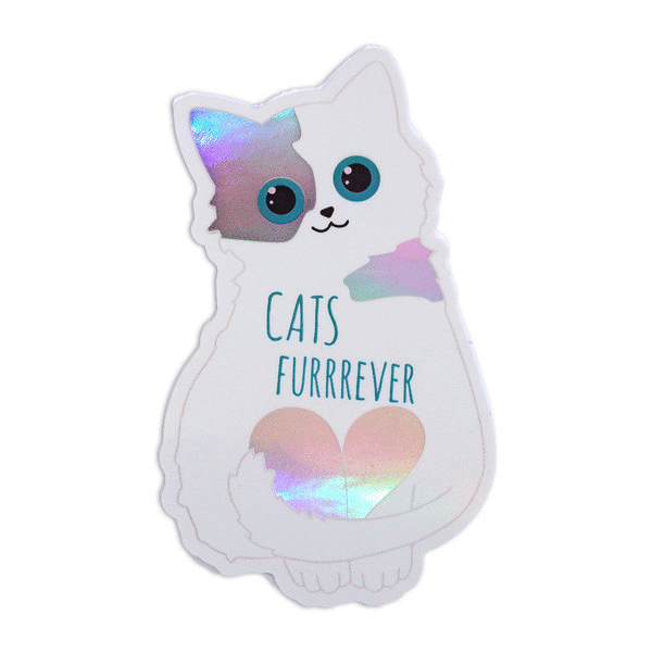 Cats Furrrever Holographic Sticker - Caturday Night