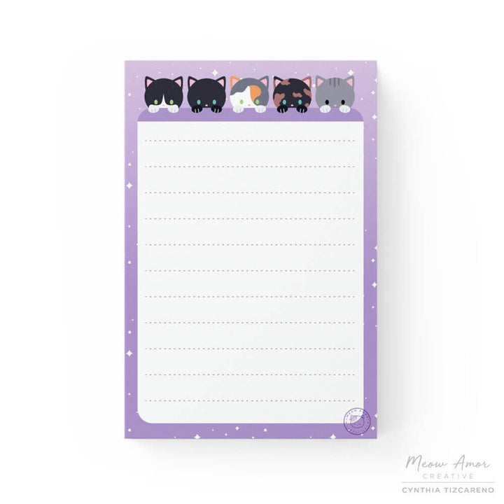 Purple Cat List Notepad - Caturday Night