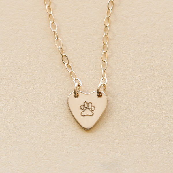 paw heart necklace - sterling silver