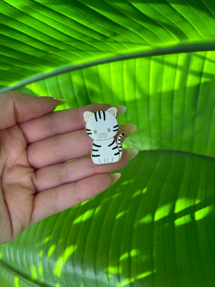 Snow Tiger Enamel Pin - Caturday Night